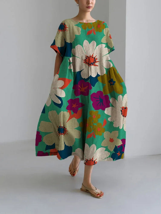 VITTORIA | Robe Midi Fleurie au Style Audacieux et Confort Léger pour des Journées Dynamiques