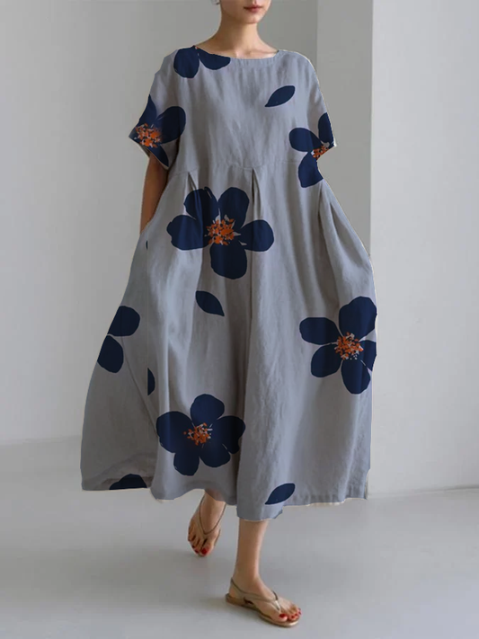 RAFFAELLA | Robe Longue Fleurie avec Coupe Détendue et Détails Élegants pour Jours Chics