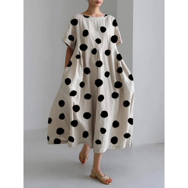VALENTINA | Robe Longue Casual avec Pois Iconiques et Liberté de Mouvement pour les Jours d'Été