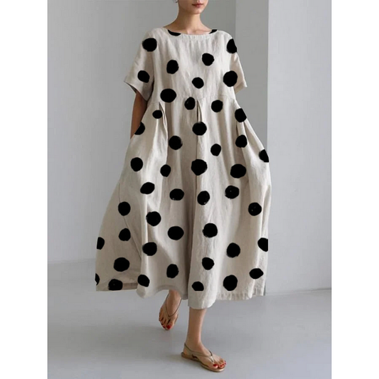VALENTINA | Robe Longue Casual avec Pois Iconiques et Liberté de Mouvement pour les Jours d'Été
