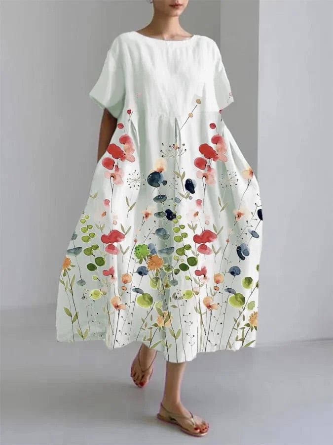 LILIANA | Robe Longue Décontractée avec Liberté de Mouvement et Style Floral pour Journées Estivales