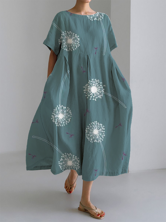 GABRIELLA | Maxi Robe d'Été avec Confort Total et Imprimé Pissenlit pour des Moments de Liberté