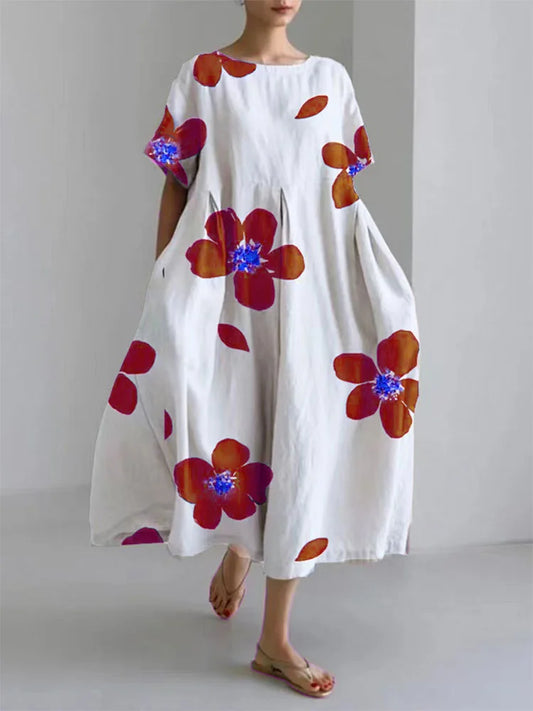 CATERINA | Robe d'Été Longue avec Fleurs Vives et Confort Doux pour Journées Ensoleillées