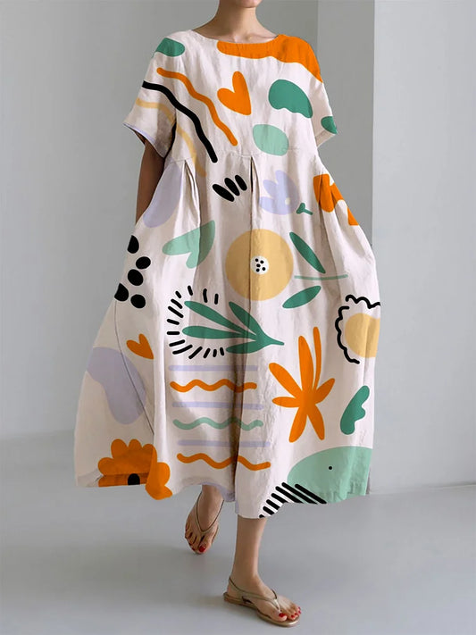 MILENA | Robe Longue Colorée avec Confort Léger et Imprimé Artistique pour un Style Estival Unique