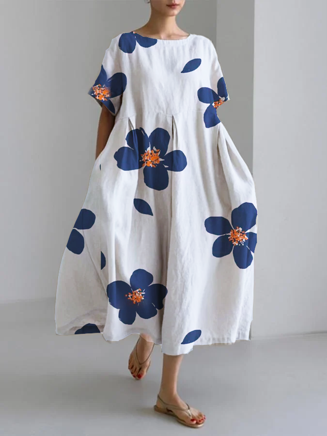 CATERINA | Robe d'Été Longue avec Fleurs Vives et Confort Doux pour Journées Ensoleillées