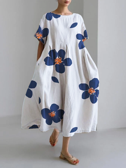 CATERINA | Robe d'Été Longue avec Fleurs Vives et Confort Doux pour Journées Ensoleillées