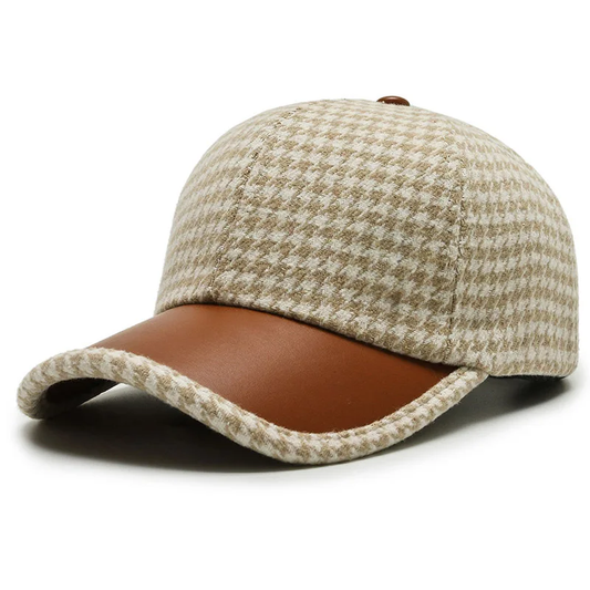 Pierre™ | Casquette en Cuir Pied-de-Poule