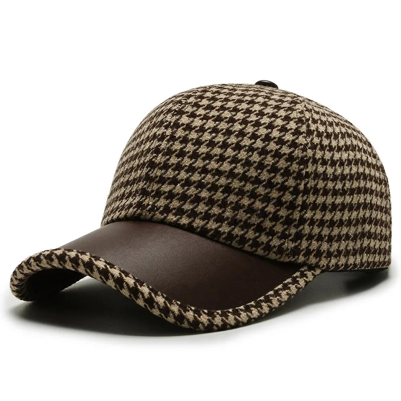 Pierre™ | Casquette en Cuir Pied-de-Poule