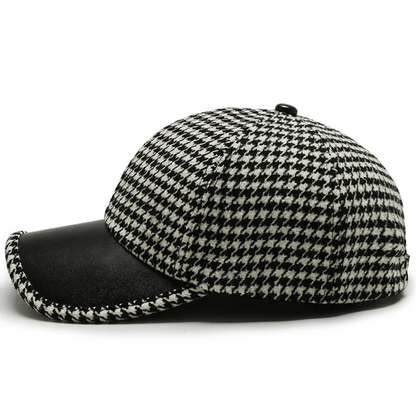 Pierre™ | Casquette en Cuir Pied-de-Poule