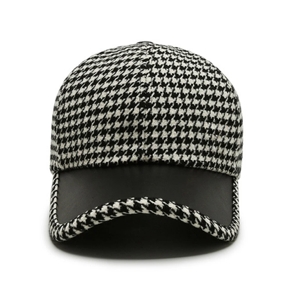 Pierre™ | Casquette en Cuir Pied-de-Poule